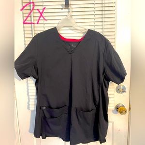 2X black Med Couture scrub top